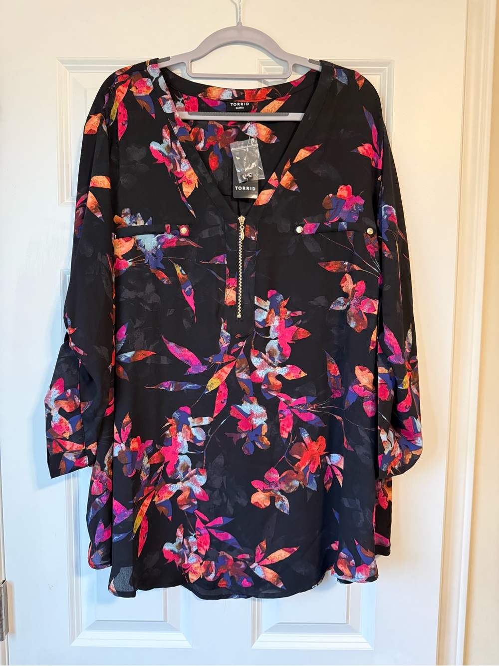 Torrid Floral V-Neck Harper With Zip